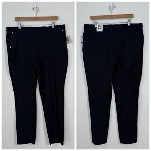 NWT Anne Klein Slim Ankle Pants Size XL Black Stretch Elastic Waist